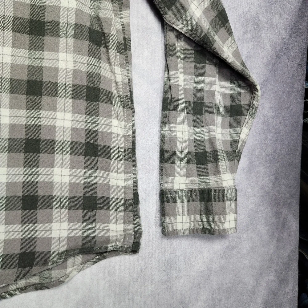 Lucky Brand Mens XXL Gray Plaid Flannel Button Down Shirt Cotton Long Sleeve